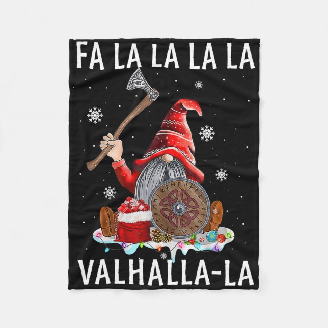 Fa La La Valhalla Xmas Gnome Beard Viking Weapon C Fleece Blanket (Front)