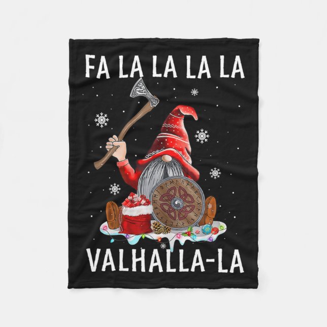 Fa La La Valhalla Xmas Gnome Beard Viking Weapon C Fleece Blanket (Front)