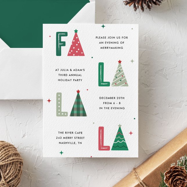 Fa La La Whimsical Christmas Holiday Party Invitation (Creator Uploaded)