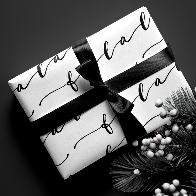 FA LA LA White & Black Calligraphy Christmas Carol Wrapping Paper Sheet (FA LA LA White & Black Calligraphy Christmas Carol Wrapping Paper Sheet)