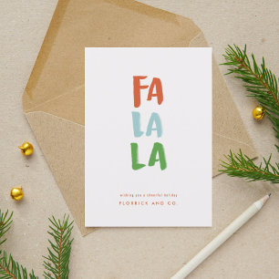 Fa La La White Holiday Card