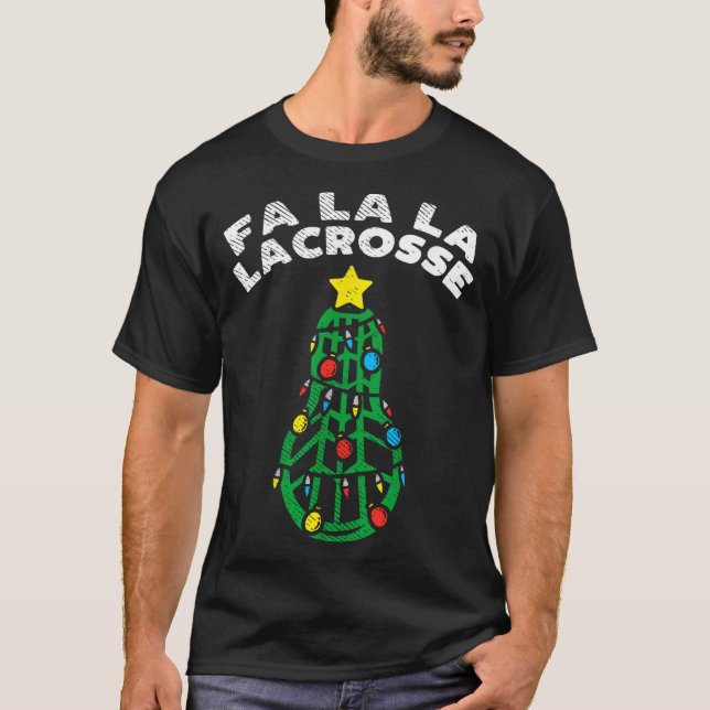 Fa La Lacrosse Funny Christmas Lax Player Goalie T T-Shirt (Front)