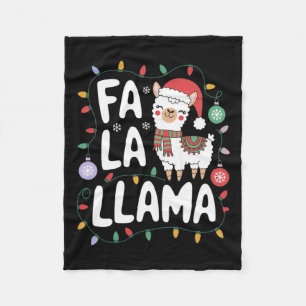 Fa La Llama Funny Christmas Lights Holiday Llama Fleece Blanket