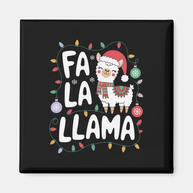Fa La Llama Funny Christmas Lights Holiday Llama  Magnet (Front)