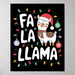 Fa La Llama Funny Christmas Lights Holiday Llama Poster