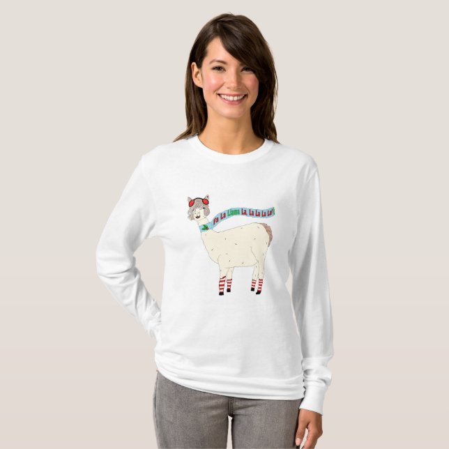 Fa La Llama La Christmas design T-Shirt (Front Full)