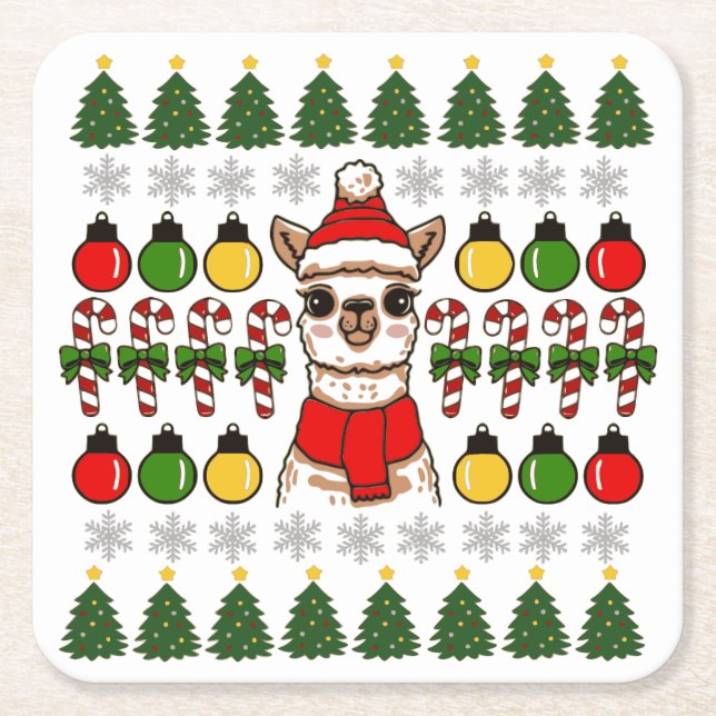 Fa La Llama   Square Paper Coaster (Front)