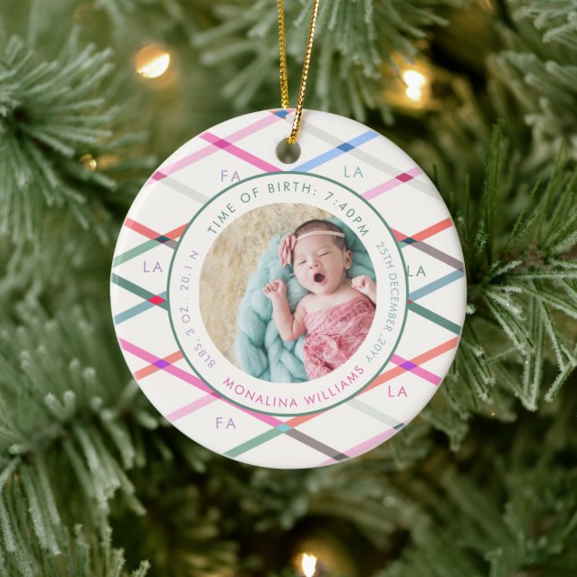 Fa La Pastel Pattern Birth Stats Baby Christmas  Ceramic Tree Decoration (Tree)
