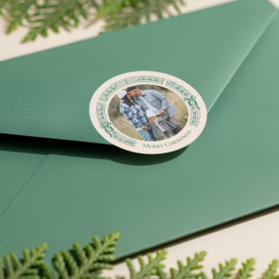 Fa La Vintage Sheet Music Family Photo Christmas Classic Round Sticker