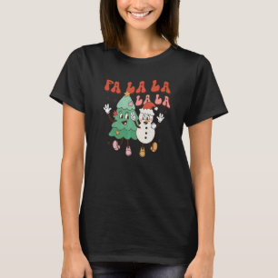 Fa Lalala Christmas With Snowman Santa Groovy Vibe T-Shirt