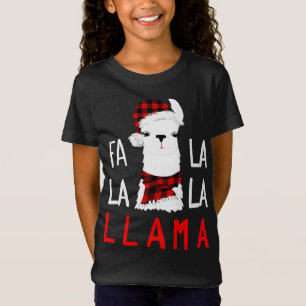 Fa Lalalaaaa Llama Wearing Buffalo Plaid Scarf Chr T-Shirt