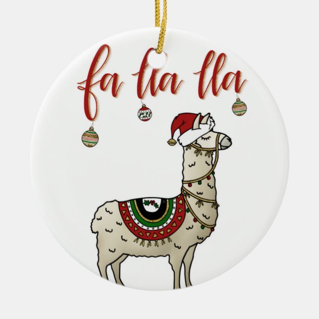 Fa Lla Lla Llama Christmas Ornament (Front)