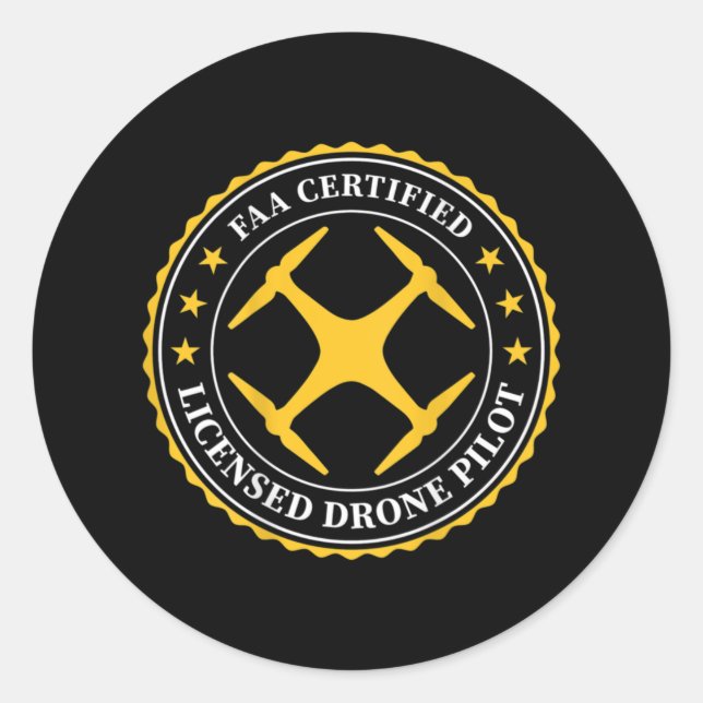 FAA Certified Licensed Drone Pilot - BACK DESIGN Classic Round Sticker (Front)