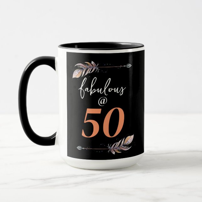 Fab @ 50th Birthday Party Orange Decorative Arrow Mug (Left)