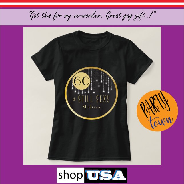 Fab 60th Birthday Cool Fun Black T-Shirt (Creator Uploaded)