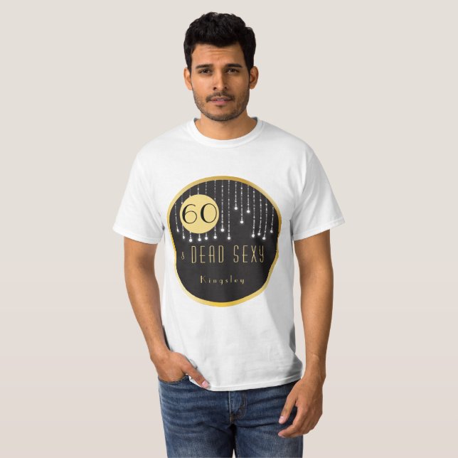Fab 60th Cool Fun  Birthday Black T-Shirt (Front Full)