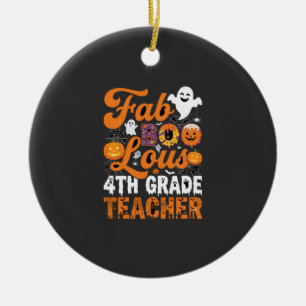 Fab-BOO-Lous 4th Grade Teacher Halloween Ceramic Tree Decoration