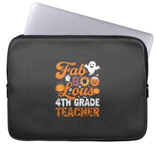Fab-BOO-Lous 4th Grade Teacher Halloween Laptop Sleeve