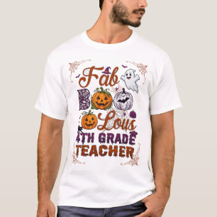 Fab Boo Lous 4th Grade Teacher Halloween Pumpkins T-Shirt