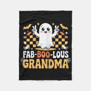 Fab-boo-lous Grandma Cute Ghost Halloween Mum  Fleece Blanket