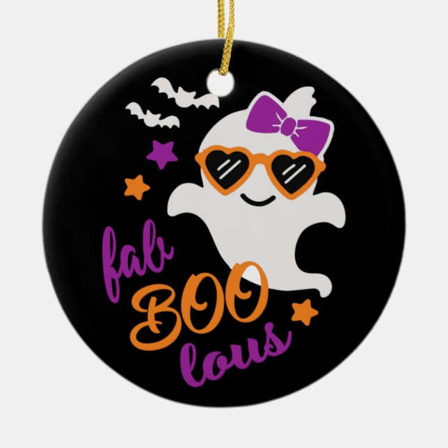 Fab Boo Lous Halloween Ghost Cute Ceramic Tree Decoration (Front)