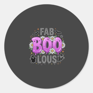 Fab Boo Lous Halloween Ghost Design_1 Classic Round Sticker