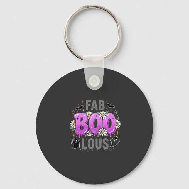 Fab Boo Lous Halloween Ghost Design_1 Key Ring (Front)