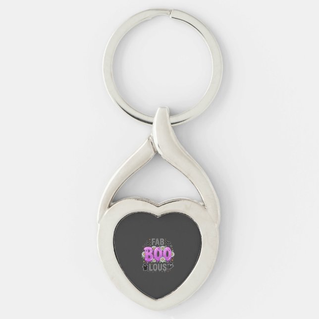 Fab Boo Lous Halloween Ghost Design_1 Key Ring (Front)