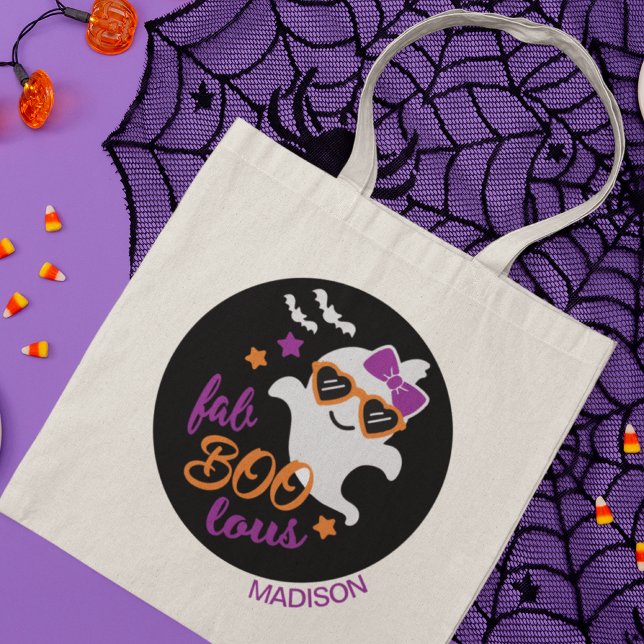 Fab Boo Lous Halloween Ghost Personalised Name Tote Bag (Creator Uploaded)