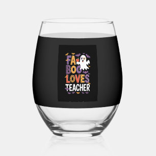 Fab Boo Lous Retro Halloween Stemless Wine Glass