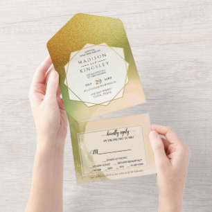 Fab Chartreuse 💚 Abstract Incredible Budget Weddi All In One Invitation