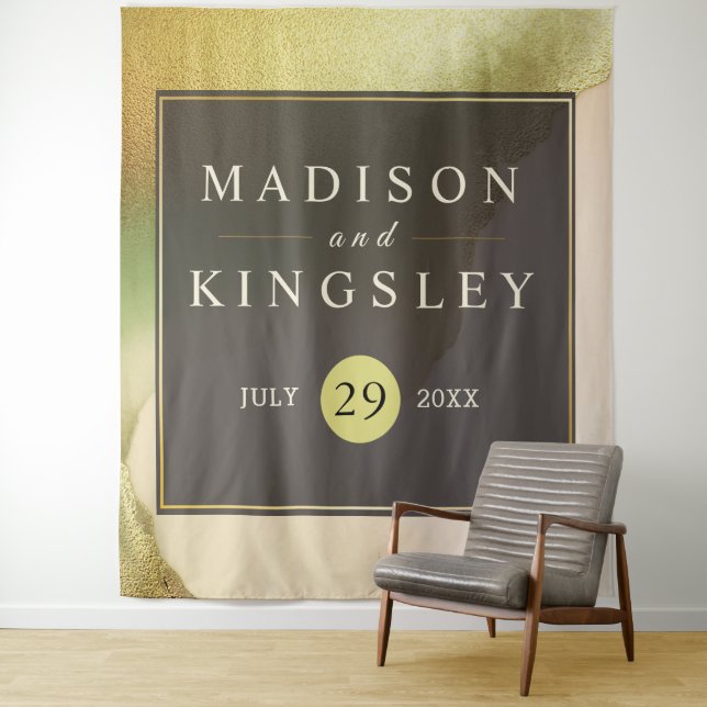 Fab Chartreuse 💚 Bold & Stylish Budget Wedding Tapestry (In Situ)