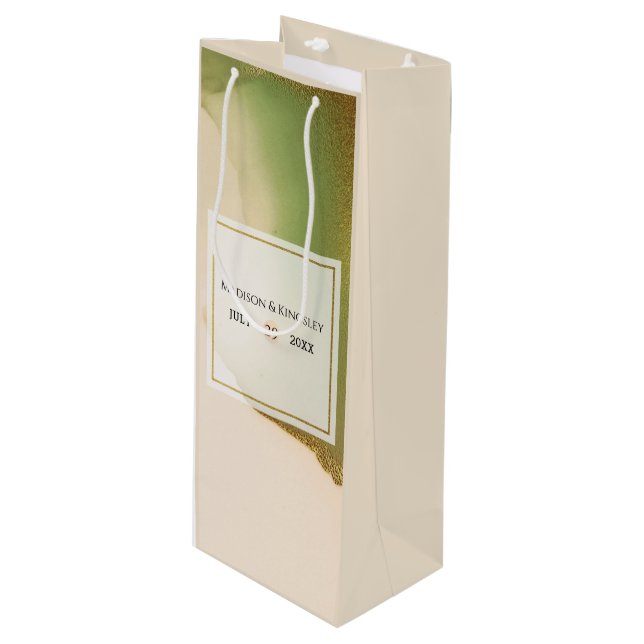 Fab Chartreuse 🤵 Bold & Stylish Budget Wedding Wine Gift Bag (Front Angled)