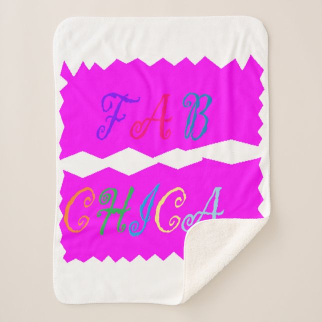 FAB CHICA logo emboidered look lipstick pink Sherpa Blanket (Front)