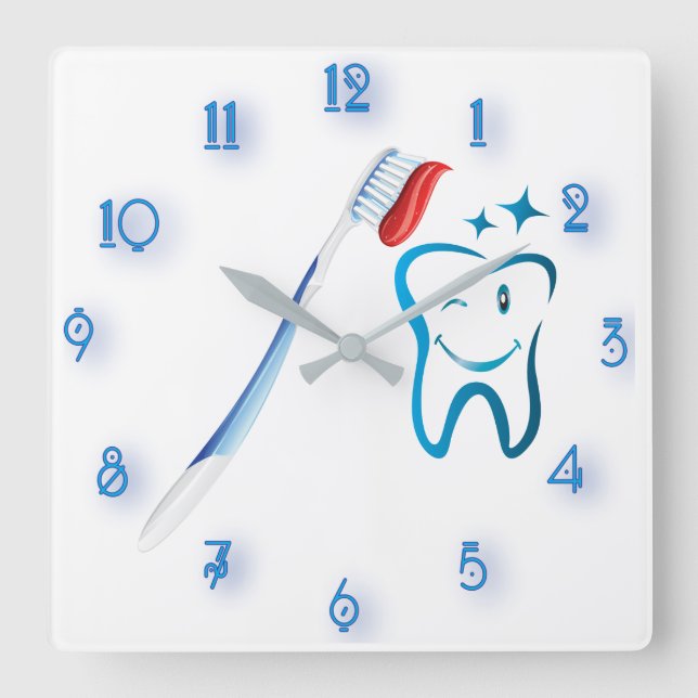 Fab Dentist Toothbrush Amazing Square Wall Clock (Front)