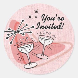 Fab Fifties Wedding Engagement Shower Stickers