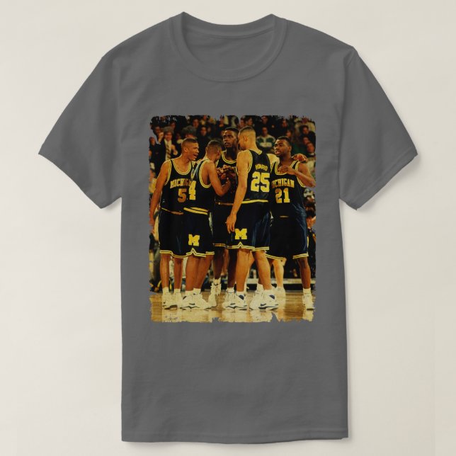 Fab Five Vintage Design Of Basketball T-Shirt (Design Front)