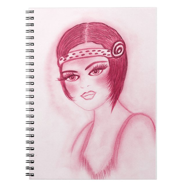 Fab Flapper Girl in Red Spiral Notebook (Front)