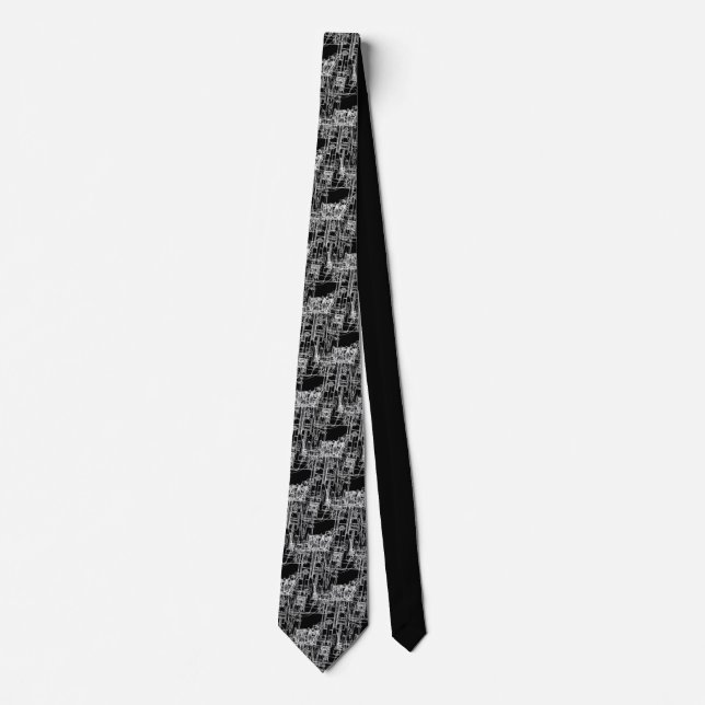 FAB MECHANICAL DRAWING BLUEPRINT BLACK WHITE TIE (Front)