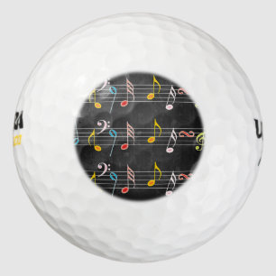 Fab Music Notes on Black Golf Balls