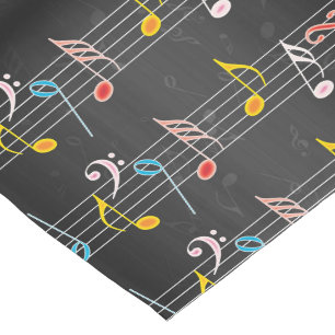 Fab Music Notes on Black Short Table Runner