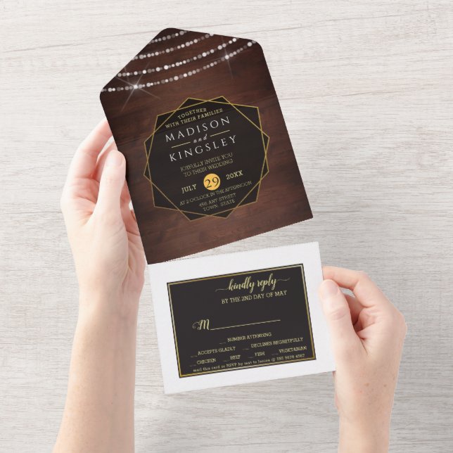 Fab Rustic Wood All In One Invitation (Tearaway)