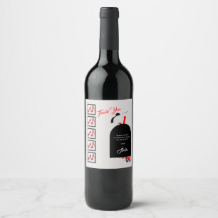 Fab Silhouette Glam Red Black Shoes Thank Birthday Wine Label