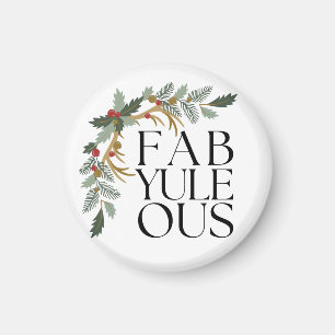 Fab-Yule-Ous Modern Christmas Green, Red and Gold Magnet