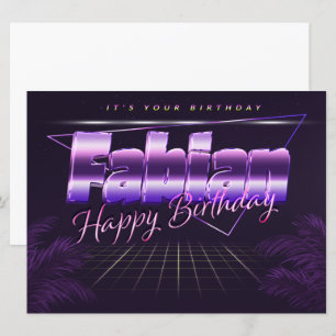 Fabian Name Vorname lila retro Karte Geburtstag Card