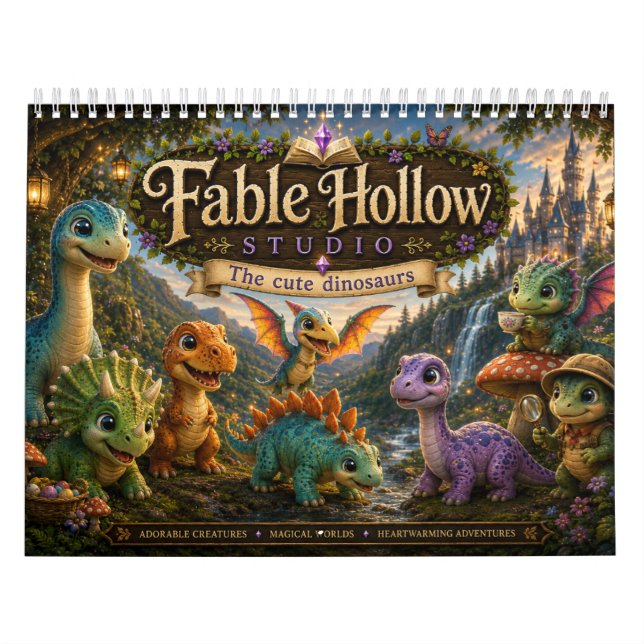 Fable Hollow Studio Cute Dinosaur Adventures Calendar (Cover)