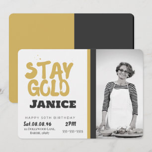Fabolous Gold Golden 50th Personalised Invitation