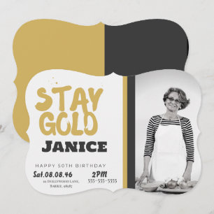 Fabolous Gold Golden 50th Personalised Invitation