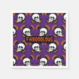Faboolous Creepy Scary Skulls Halloween Pattern Napkin