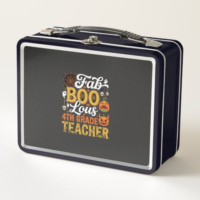 Faboolous Halloween 4th Grade Teacher Metal Lunch Box (Front)
